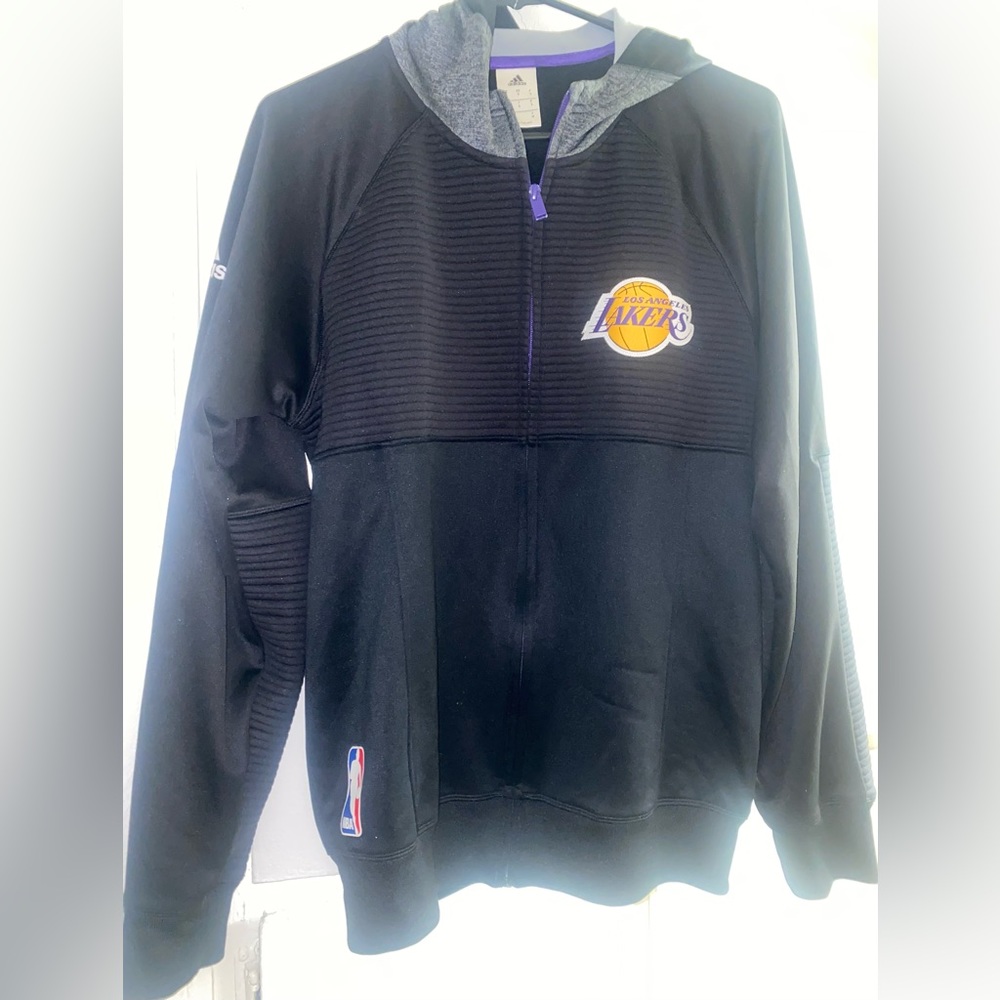 Adidas Los Angeles Lakers Hoodie Black Pullover Small NBA Basketball Sweatshirt